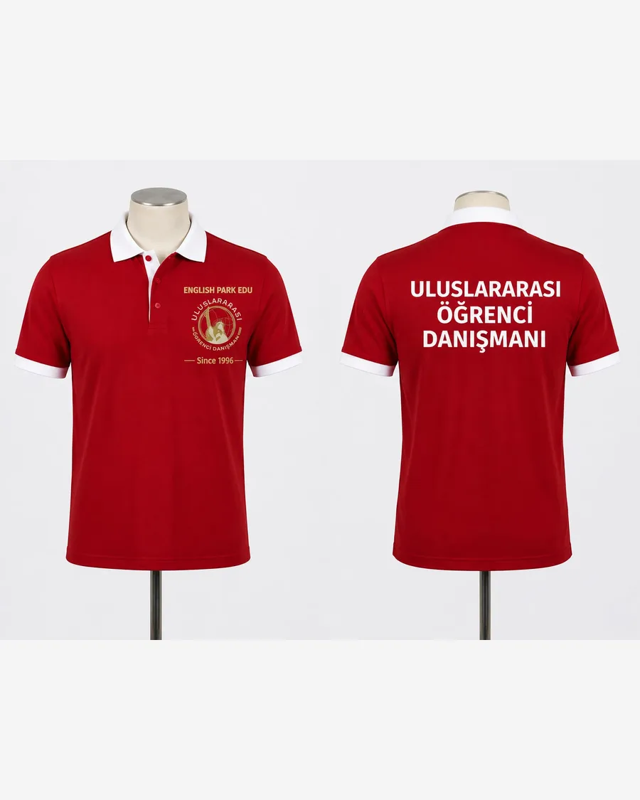 Ön-Arka Baskılı Kırmızı Polo